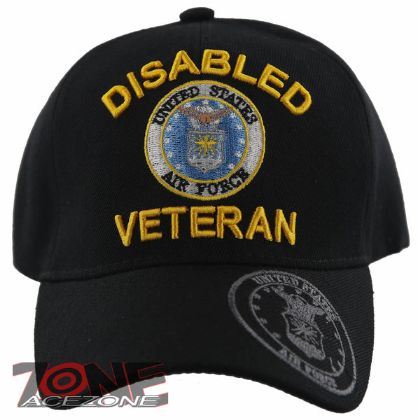 NEW! USAF AIR FORCE DISABLED VETERAN BALL CAP HAT BLACK