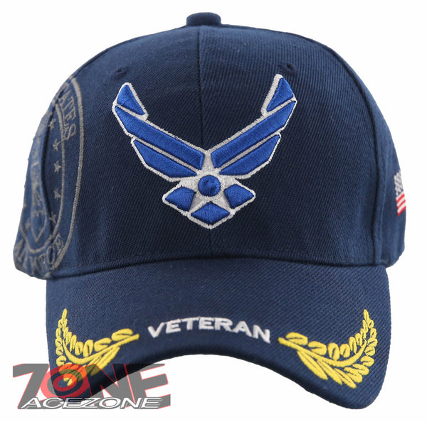 NEW! US AIR FORCE USAF WING VETERAN LEAF SHADOW CAP HAT NAVY