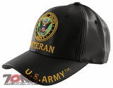 NEW! US ARMY VETERAN FAUX LEATHER BALL CAP HAT BLACK