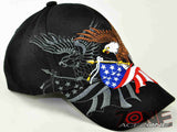 NEW! EAGLE USA FLAG SHADOW MILITARY CAP HAT BLACK