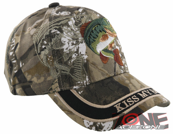 NEW! KISS MY BASS FISHING FOREST CAMO CAP HAT –