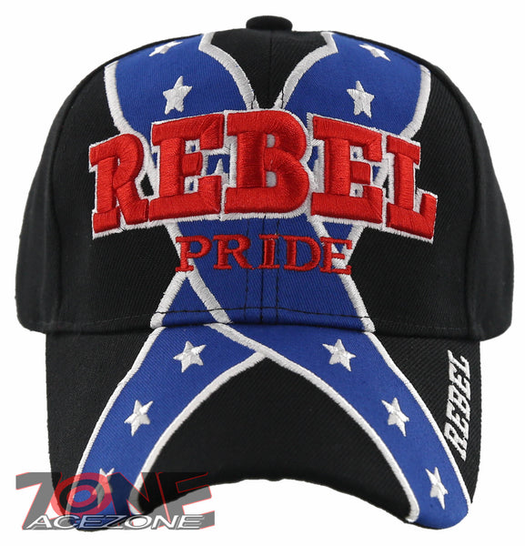 NEW! REBEL PRIDE CROSS FRAG SIDE BALL CAP HAT BLACK –