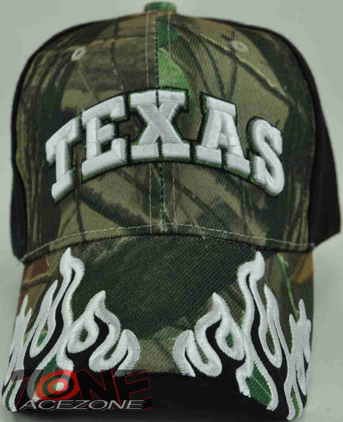 NEW! FLAME TEXAS TX CAP HAT CAMO BLACK