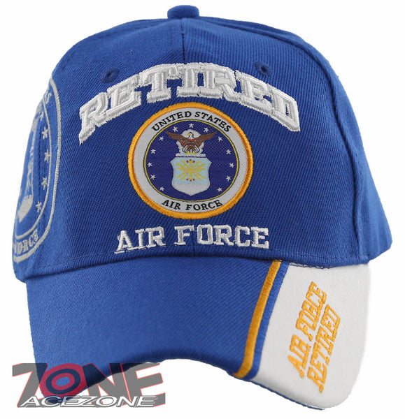 NEW! USAF AIR FORCE RETIRED SIDE LINE BALL CAP HAT BLUE