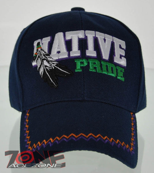 NEW! NATIVE PRIDE FEATHERS CAP HAT NAVY