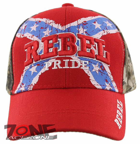 NEW REBEL PRIDE CENTER CROSS FRAG SIDE BALL CAP HAT RED AceZone