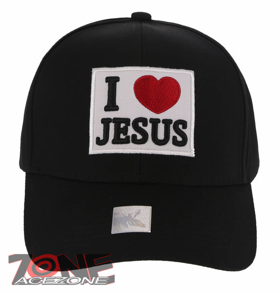 NEW! I LOVE JESUS CHRISTIAN BASEBALL CAP HAT BLACK
