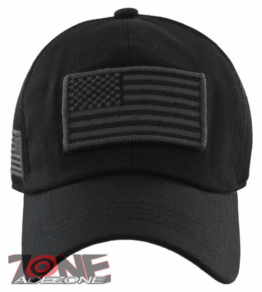 NEW! USA FLAG MILITARY TACTICAL DETACHABLE BASEBALL CAP HAT BLACK