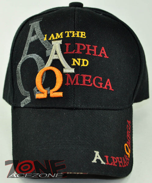 I AM THE ALPHA AND OMEGA JESUS CHRISTIAN BALL CAP HAT BLACK