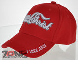 JESUS CHRIST I LOVE JESUS CHRISTIAN BALL CAP HAT RED