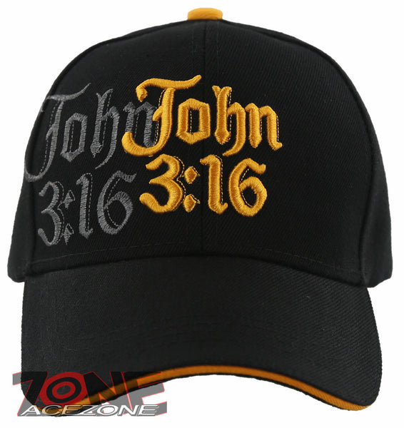 JOHN 3:16 SHADOW GOD JESUS CHRISTIAN BALL CAP HAT BLACK