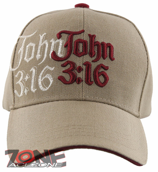 JOHN 3:16 SHADOW GOD JESUS CHRISTIAN BALL CAP HAT TAN