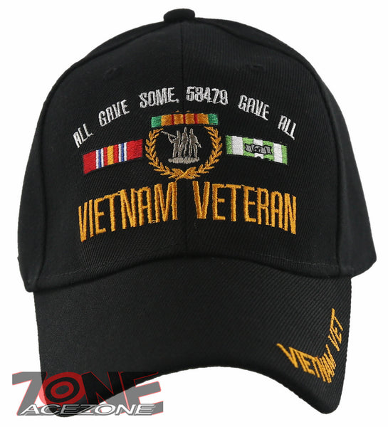 NEW! ALL GAVE SOME, 58479 GAVE ALL VIETNAM VETERAN BALL CAP HAT BLACK