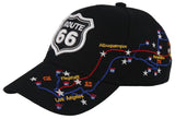 NEW! US ROUTE 66 LOS ANGELES TO CHICAGO ROUTE MAP BALL CAP HAT BLACK