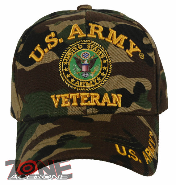 NEW! US ARMY STRONG VETERAN ROUND CAP HAT GREEN CAMO