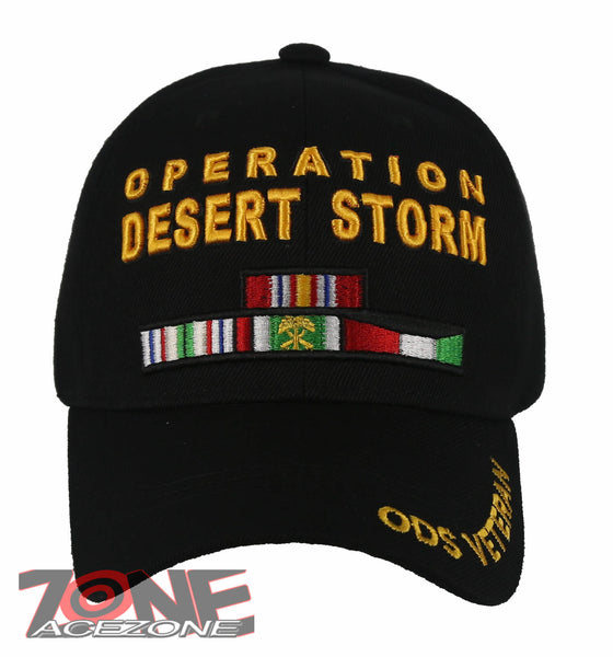 NEW! US MILITARY OPERATION DESERT STORM RIBBON BAR VETERAN CAP HAT BLACK