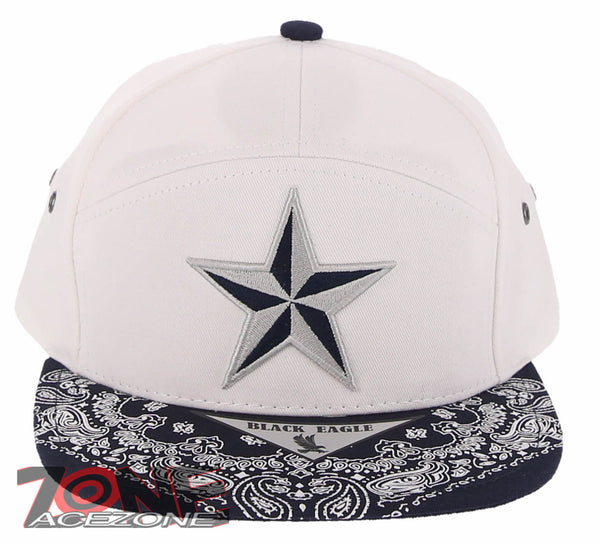 DALLAS STAR TEXAS FLAT BILL 7 PANEL BANDANA SNAPBACK BASEBALL CAP