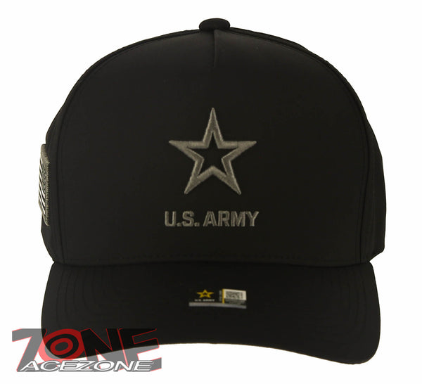US ARMY 5 PANEL GRAY STAR USA FLAG CAP HAT BLACK