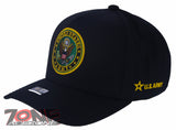 US ARMY 5 PANEL ROUND FULL EMBROIDERED USA FLAG CAP HAT BLACK