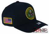 US ARMY 5 PANEL ROUND FULL EMBROIDERED USA FLAG CAP HAT BLACK