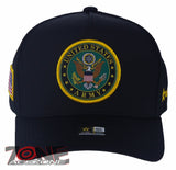 US ARMY 5 PANEL ROUND USA FLAG CAP HAT BLACK