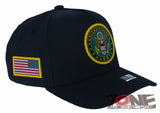 US ARMY 5 PANEL ROUND USA FLAG CAP HAT BLACK