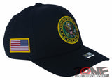 US ARMY ROUND FULL EMBROIDERED USA FLAG CAP HAT BLACK