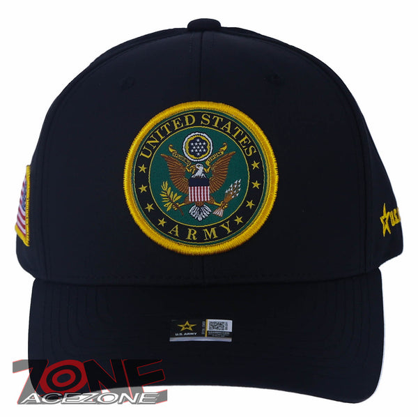US ARMY ROUND USA FLAG CAP HAT BLACK