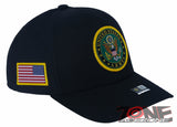 US ARMY ROUND USA FLAG CAP HAT BLACK