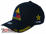 US ARMY 1ST ARMORED DIVISION OLD IRONSIDES USA FLAG CAP HAT BLACK