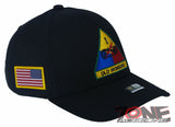 US ARMY 1ST ARMORED DIVISION OLD IRONSIDES USA FLAG CAP HAT BLACK