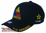 US ARMY 2ND ARMORED DIVISION HELL ON WHEELS USA FLAG CAP HAT BLACK