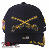 NEW! US ARMY CAVALRY CROSSED SWORDS FLAG USA BALL CAP HAT BLACK