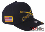 NEW! US ARMY CAVALRY CROSSED SWORDS FLAG USA BALL CAP HAT BLACK