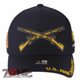 NEW! US ARMY INFANTRY CROSSED RIFLES FLAG USA BALL CAP HAT BLACK