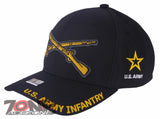 NEW! US ARMY INFANTRY CROSSED RIFLES FLAG USA BALL CAP HAT BLACK