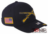 NEW! US ARMY INFANTRY CROSSED RIFLES FLAG USA BALL CAP HAT BLACK