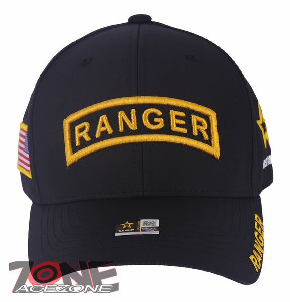 NEW! US ARMY RANGER FLAG USA BALL CAP HAT BLACK