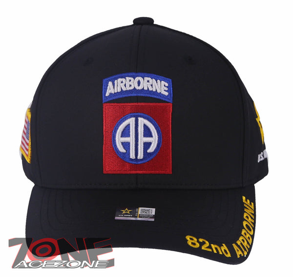 NEW! US ARMY 82ND AIRBORNE DIVISION FLAG USA BALL CAP HAT BLACK