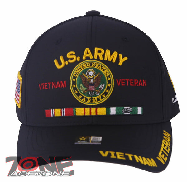 NEW! US ARMY VIETNAM VETERAN FLAG USA RIBBON BAR BALL CAP HAT BLACK