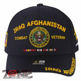 NEW! US ARMY IRAQ AFGHANISTAN COMBAT VETERAN FLAG USA BALL CAP HAT BLACK