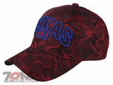 TEXAS TX LONE STAR STATE BASEBALL CAP HAT CAMOUFLAGE RED