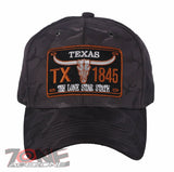 TEXAS TX THE LONE STAR STATE 1845 BASEBALL CAP HAT CAMOUFLAGE GRAY