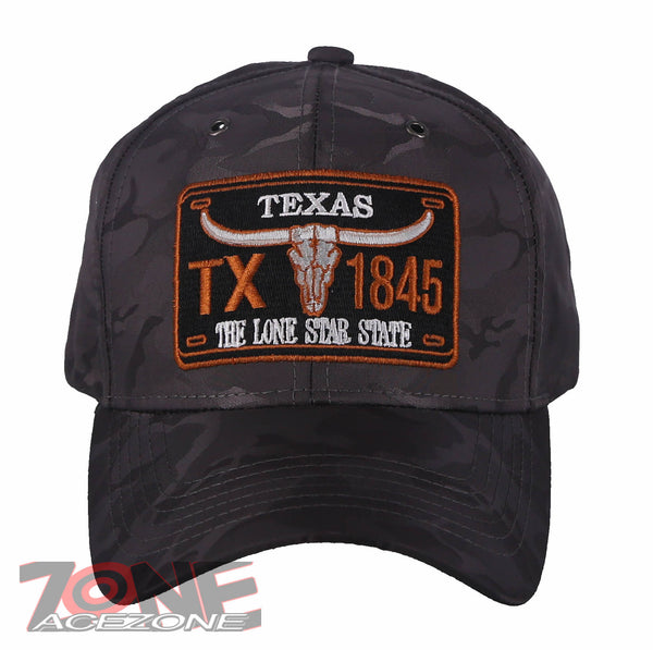 TEXAS TX THE LONE STAR STATE 1845 BASEBALL CAP HAT CAMOUFLAGE GRAY