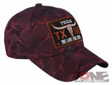 TEXAS TX THE LONE STAR STATE 1845 BASEBALL CAP HAT CAMOUFLAGE BURGUNDY