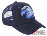 NEW! NAVY BIG EAGLE HEAD USA TRUCKER SNAPBACK BALL CAP HAT CAMOUFLAGE NAVY