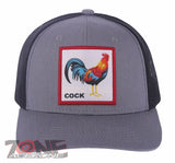 NEW! BIG COCK ROOSTER FIGHT MESH TRUCKER SNAPBACK BALL CAP HAT GRAY