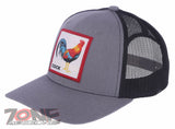 NEW! BIG COCK ROOSTER FIGHT MESH TRUCKER SNAPBACK BALL CAP HAT GRAY