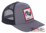 NEW! BIG COCK ROOSTER FIGHT MESH TRUCKER SNAPBACK BALL CAP HAT GRAY