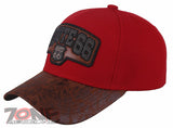 USA US ROUTE 66 FAUX VISOR LEATHER BASEBALL CAP HAT RED
